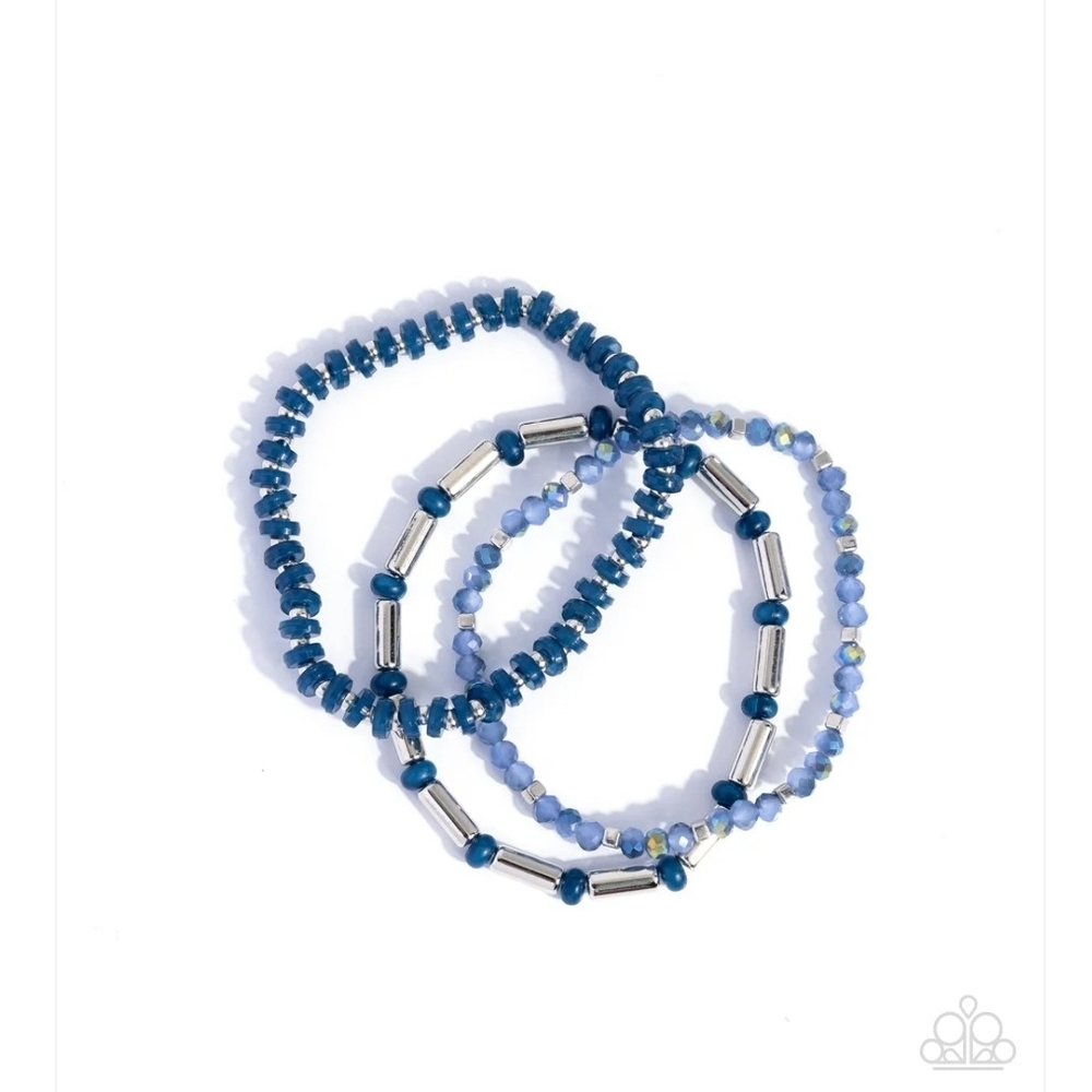 Flash of Fashion blue Paparazzi Navy and Silver Bracelet Trio Jewelry